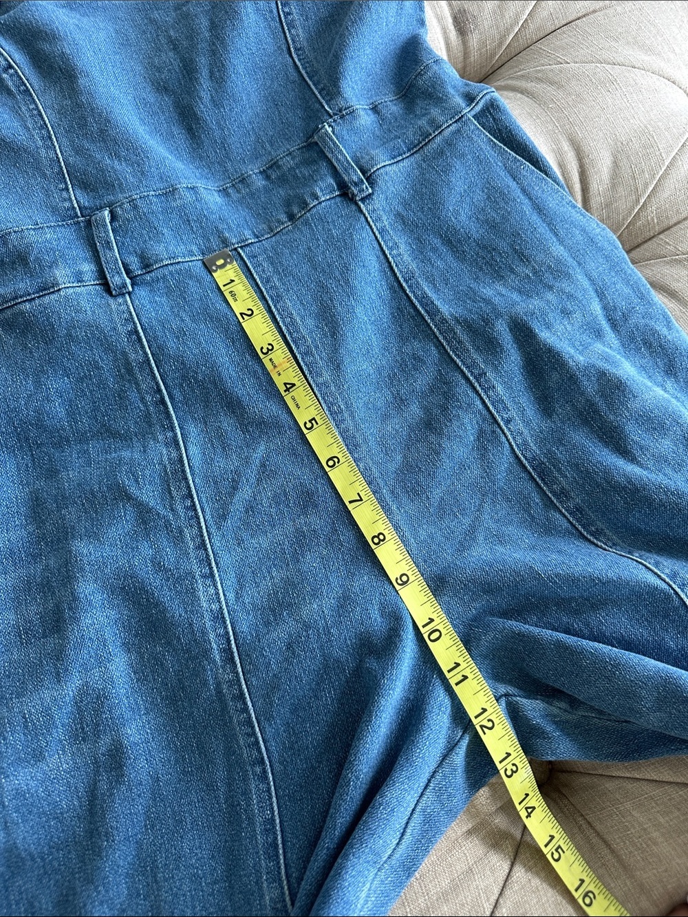So Me Denim Wide-Leg Jumpsuit in Blue - Picture 9 of 10